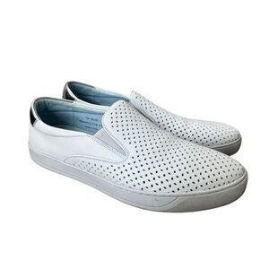 Johnston & Murphy light blue perforated leather slip on comfort shoes size 11M